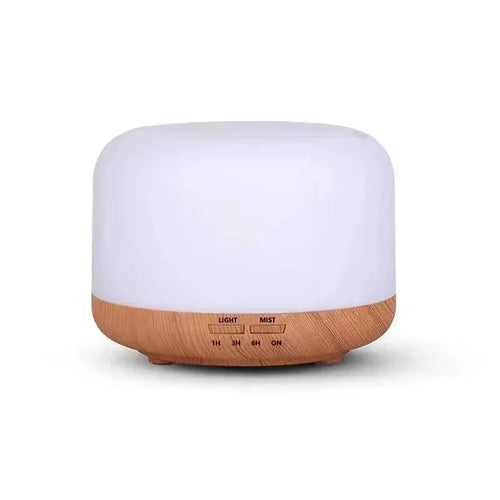 500ML Mini Humidifier USB Wood Grain Aroma Diffuser, Air Humidifier with Colorful Night Lights, Essential Oil Diffuser Machine