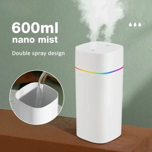 Air Humidifier Double Spray Port Essential Oil Aromatherapy Humidifier Mute Atomizer Colorful Lights Humidifier Heavy Fog Home