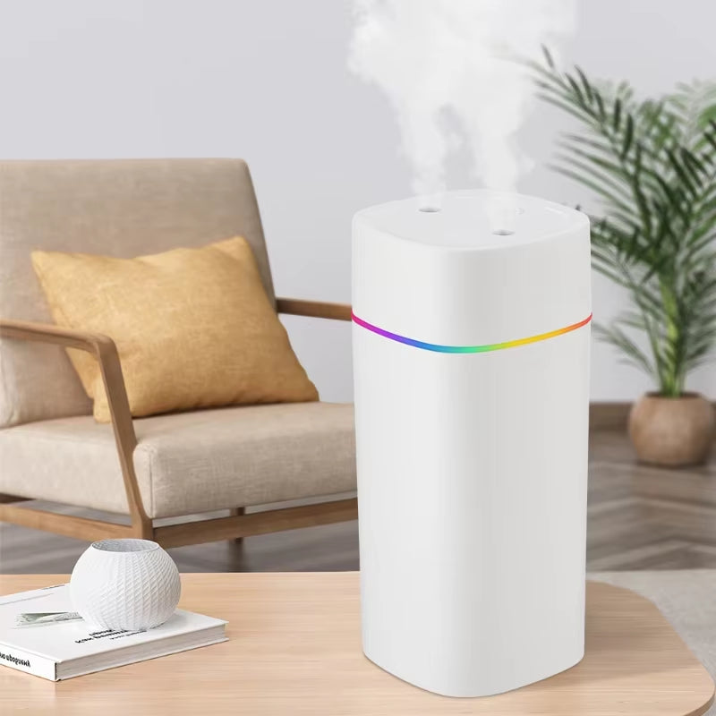 Air Humidifier Double Spray Port Essential Oil Aromatherapy Humidifier Mute Atomizer Colorful Lights Humidifier Heavy Fog Home