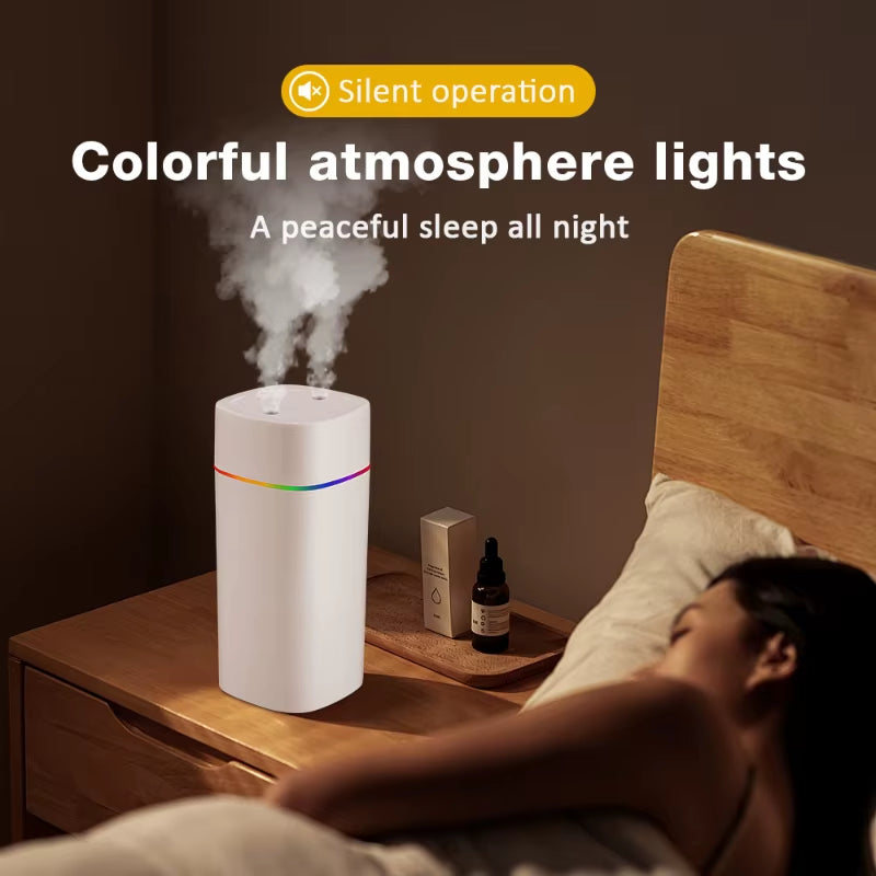 Air Humidifier Double Spray Port Essential Oil Aromatherapy Humidifier Mute Atomizer Colorful Lights Humidifier Heavy Fog Home